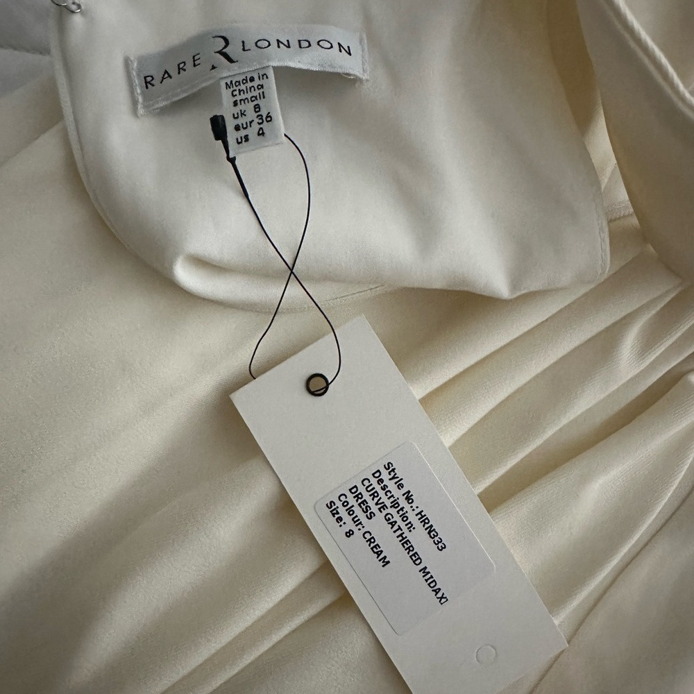 Rare London Cream Gathered Hip Pocket Midaxi Dress - Picture 2 of 7